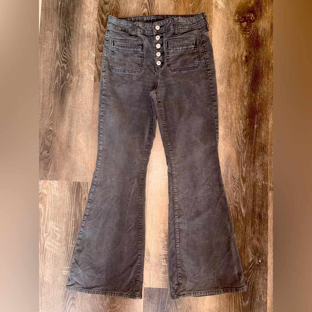 American Eagle Outfitters Gray High-Rise Flare Jeans